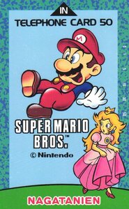 Telephone card for Super Mario Bros. — Telephone Card (Mario & Peach, Green) (Nagatanien, 1986)